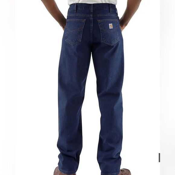 New! Carhartt Flame Resistant Signature Blue Denim Relax Fit Men Jeans Sz 35X32 - Picture 3 of 12